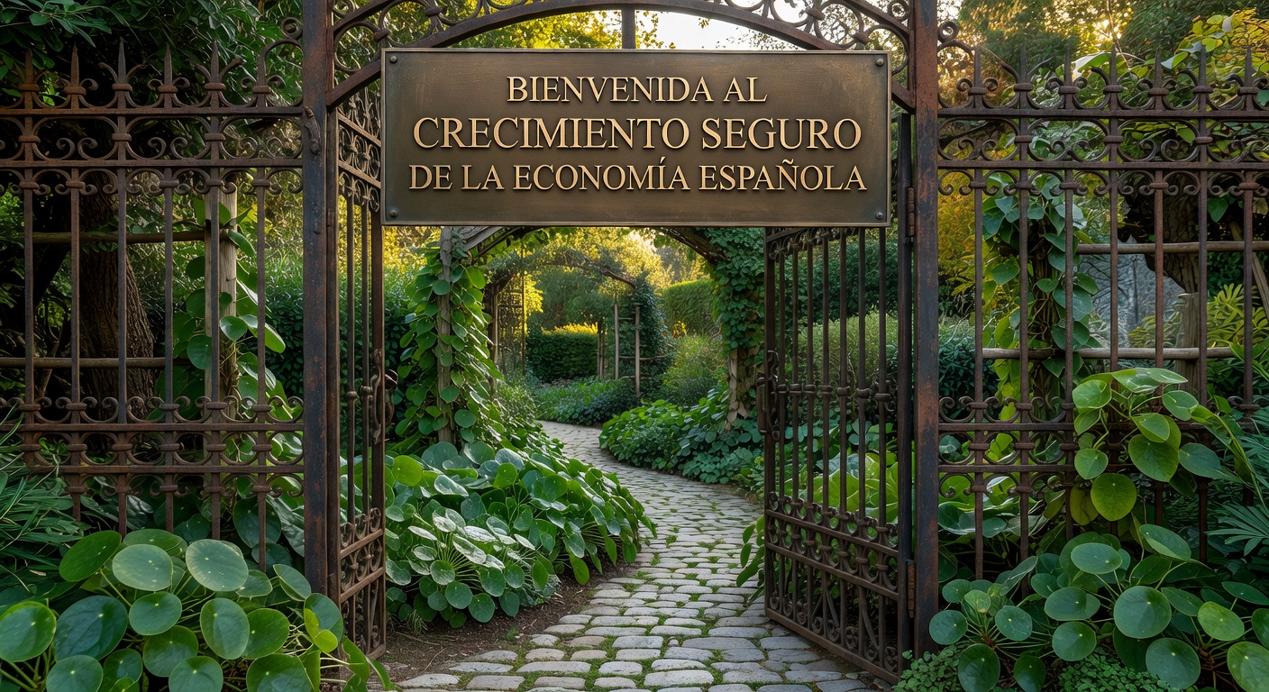 Jardín con puerta y plantas — crecimiento financiero seguro y protegido