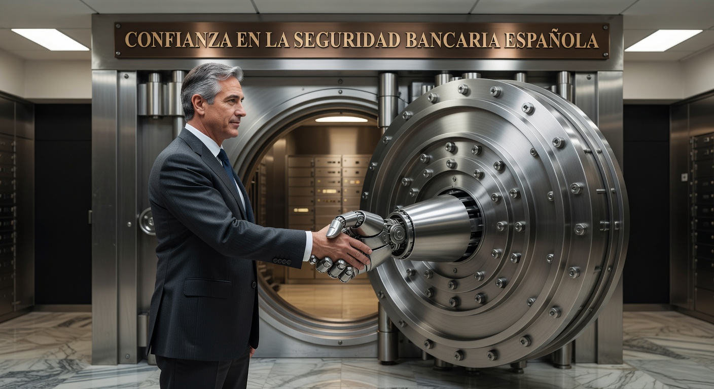 Apretón de manos frente a caja fuerte de banco español