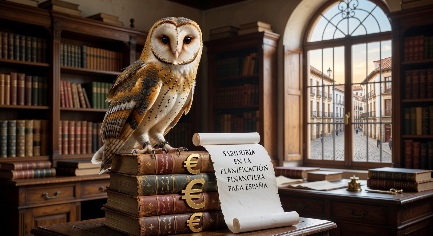 Búho con libros y símbolos euro representando la sabiduría financiera del asegurado informado